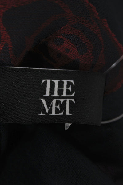The Met Womens Silk Blend Floral Print Scarf Navy Blue Red Size One Size