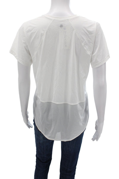 Athleta Women White Basic Crew Neck Short Sleeve T-Shirt Size S