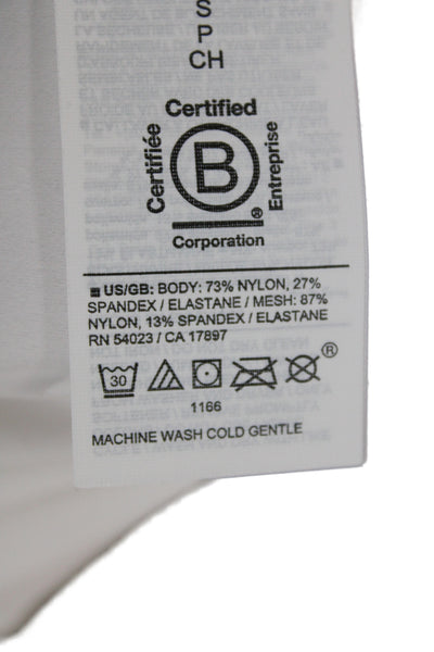 Athleta Women White Basic Crew Neck Short Sleeve T-Shirt Size S