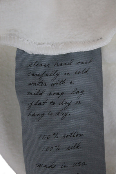 Raquel Allegra Women Ivory Full Zip Hoodie 100% Cotton Long Sleeve Size 1