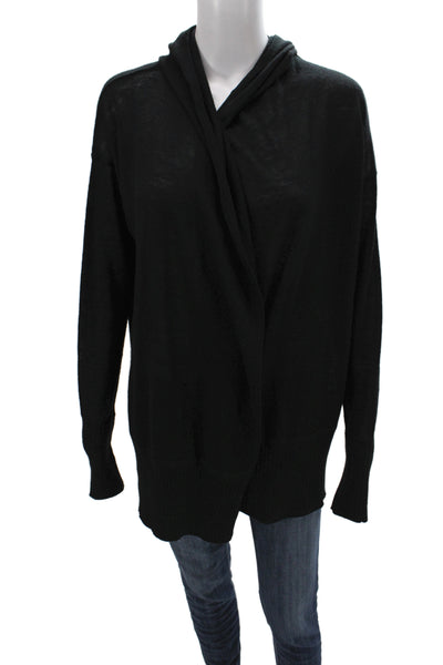 Lululemon Women Cardigan Cowl Neck Black Acrylic Long Sleeve Size M