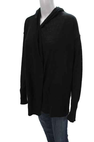 Lululemon Women Cardigan Cowl Neck Black Acrylic Long Sleeve Size M