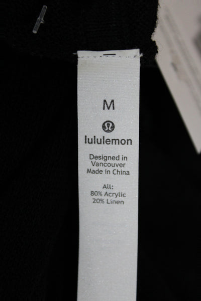 Lululemon Women Cardigan Cowl Neck Black Acrylic Long Sleeve Size M