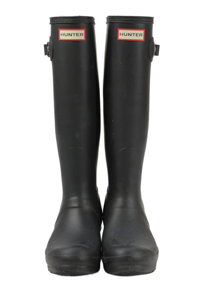 Hunter Womens Rubber Knee High Rain Boots Shoes Solid Black Size 7