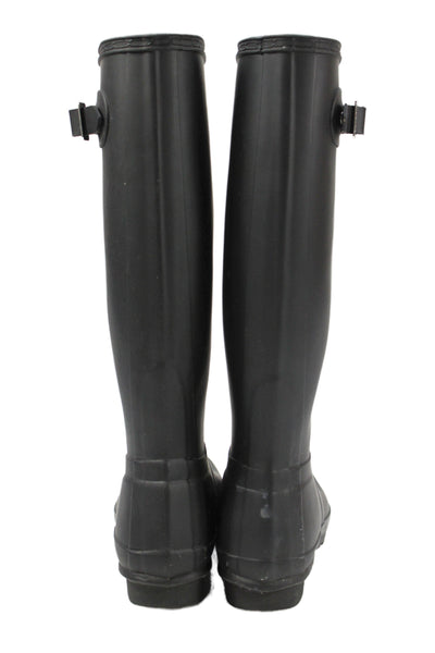 Hunter Womens Rubber Knee High Rain Boots Shoes Solid Black Size 7