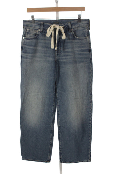 J Crew Womens Wide-Leg Jeans Blue Cotton High Rise Drawstring Size 27