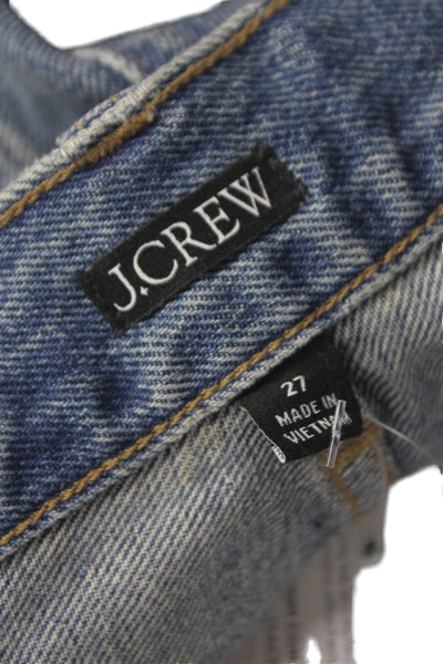 J Crew Womens Wide-Leg Jeans Blue Cotton High Rise Drawstring Size 27