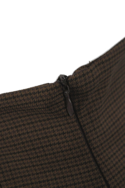 Zara Womens Culotte Shorts Brown Check Zip 100% Polyester Classic Size M