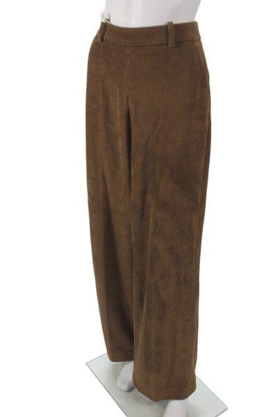 Circolo Women Brown 80% Cotton Dress Pants Zip Closure Size S