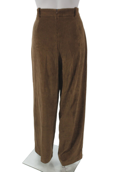 Circolo Women Brown 80% Cotton Dress Pants Zip Closure Size S