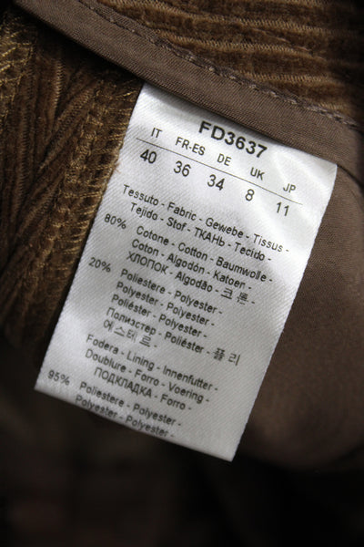 Circolo Women Brown 80% Cotton Dress Pants Zip Closure Size S