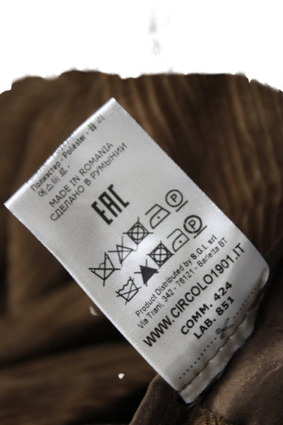 Circolo Women Brown 80% Cotton Dress Pants Zip Closure Size S
