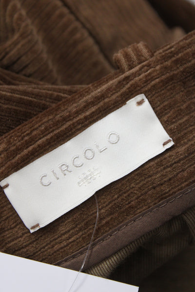 Circolo Women Brown 80% Cotton Dress Pants Zip Closure Size S