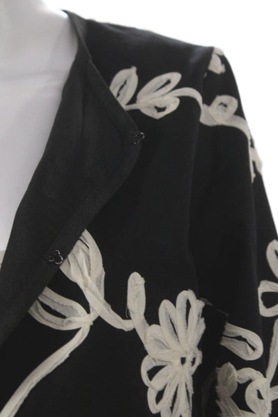 Jovonna London Womens Floral Cotton Blazer Set Black Long Sleeve Size M