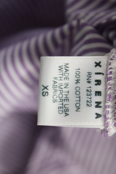 Xirena Women Purple Striped Cotton Button Up Blouse Long Sleeve Size XS