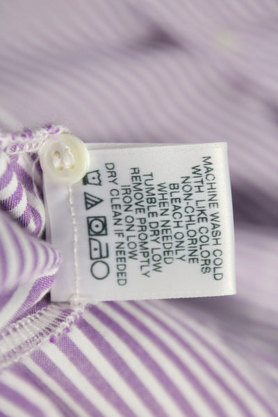 Xirena Women Purple Striped Cotton Button Up Blouse Long Sleeve Size XS