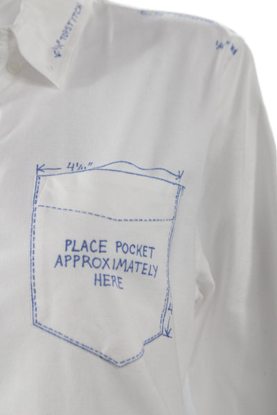 Maison Markosian Womens Collared Button-Up Blouse White Cotton Size S