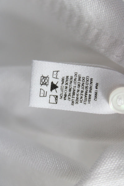 Maison Markosian Womens Collared Button-Up Blouse White Cotton Size S