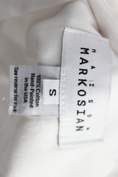 Maison Markosian Womens Collared Button-Up Blouse White Cotton Size S