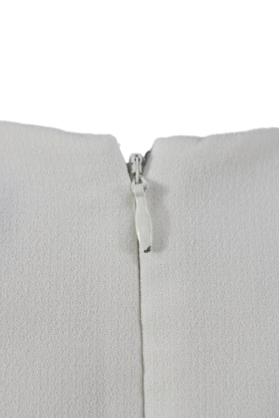 Club Monaco Women Basic White Sleeveless Tank Polyester Round Neck Zip Size S