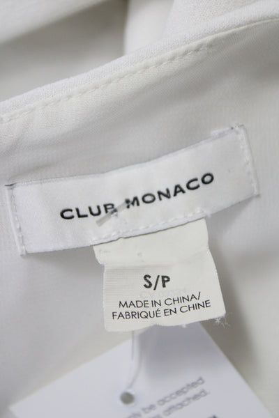 Club Monaco Women Basic White Sleeveless Tank Polyester Round Neck Zip Size S