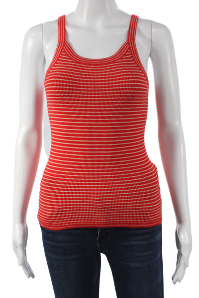 J Crew Women Red Striped Cashmere Scoop Neck Sleeveless Tank Size S