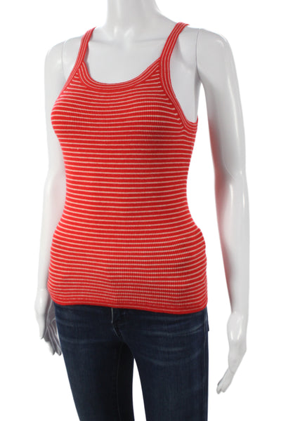 J Crew Women Red Striped Cashmere Scoop Neck Sleeveless Tank Size S