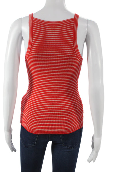 J Crew Women Red Striped Cashmere Scoop Neck Sleeveless Tank Size S