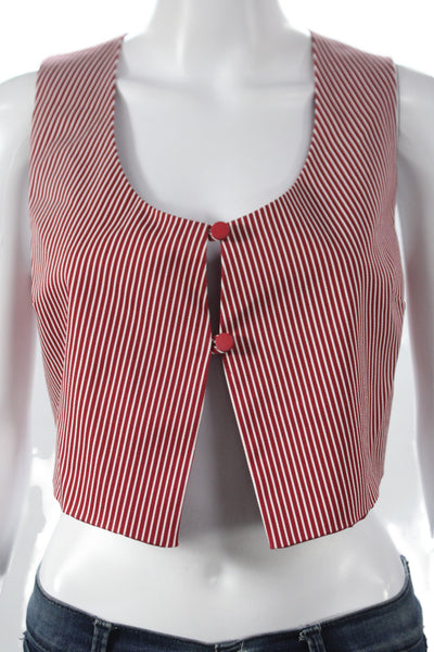 arpyes Women Vest Red Scoop Neck 97% Cotton Sleeveless Size M