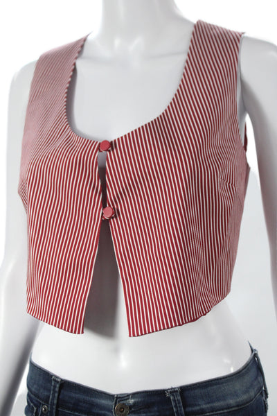 arpyes Women Vest Red Scoop Neck 97% Cotton Sleeveless Size M