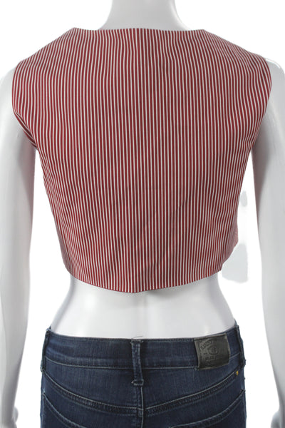 arpyes Women Vest Red Scoop Neck 97% Cotton Sleeveless Size M