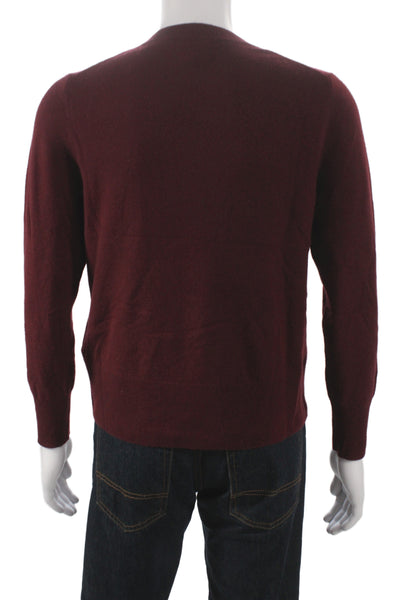J Crew Mens 100% Cashmere Red Crew Neck Pullover Long Sleeve Size M
