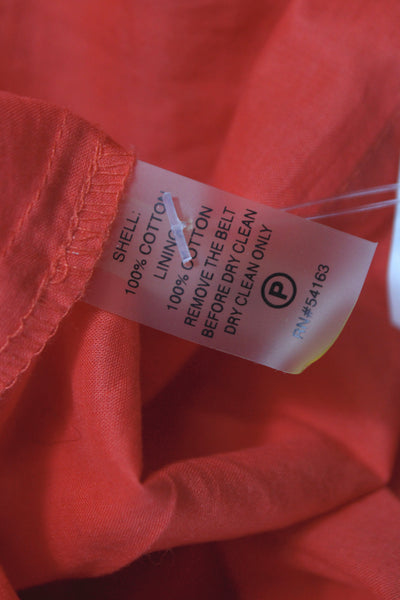 Ellen Tracy Women Fit & Flare Orange V-Neck Sleeveless Knee Length Dress Size 2