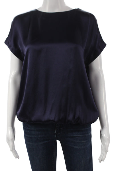 Club Monaco Women Basic 100% Silk Purple Blouse Round Neck Sleeveless Size 00
