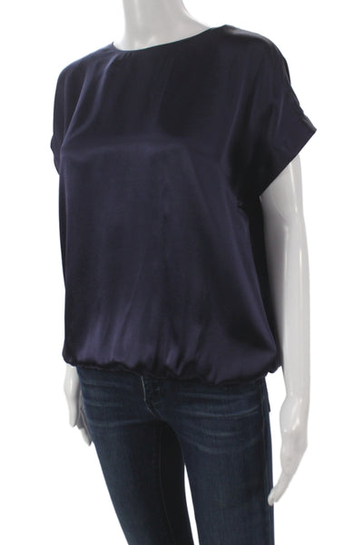 Club Monaco Women Basic 100% Silk Purple Blouse Round Neck Sleeveless Size 00