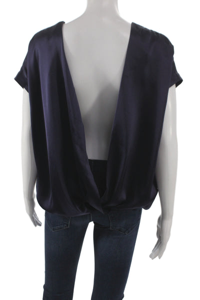 Club Monaco Women Basic 100% Silk Purple Blouse Round Neck Sleeveless Size 00