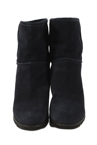 Fabio Rusconi Womens Suede Wedge Ankle Boots Navy Blue Size 38 8