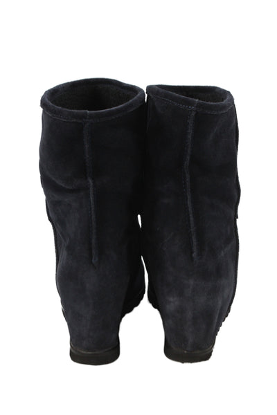 Fabio Rusconi Womens Suede Wedge Ankle Boots Navy Blue Size 38 8