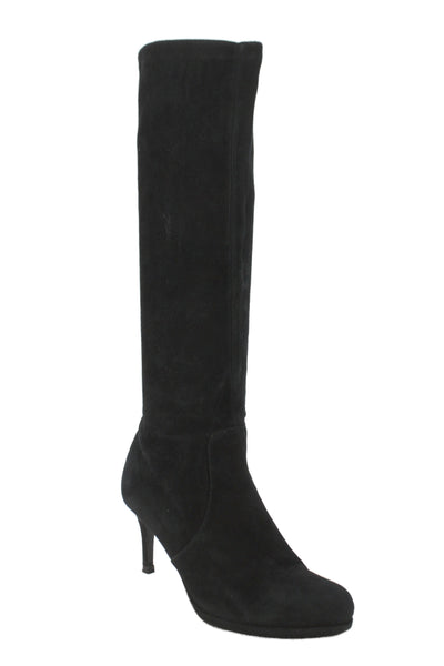 L.K. Bennett Womens Suede Pull On Knee High Boots Black Size 38 8