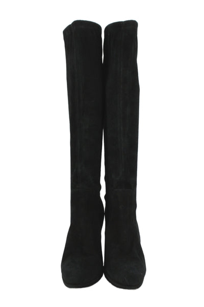 L.K. Bennett Womens Suede Pull On Knee High Boots Black Size 38 8