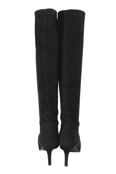 L.K. Bennett Womens Suede Pull On Knee High Boots Black Size 38 8