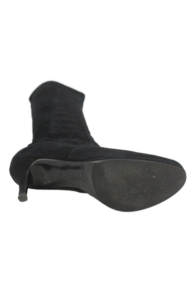 L.K. Bennett Womens Suede Pull On Knee High Boots Black Size 38 8