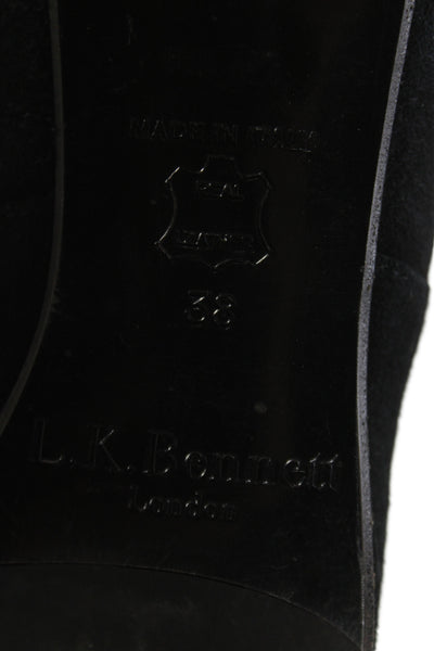 L.K. Bennett Womens Suede Pull On Knee High Boots Black Size 38 8