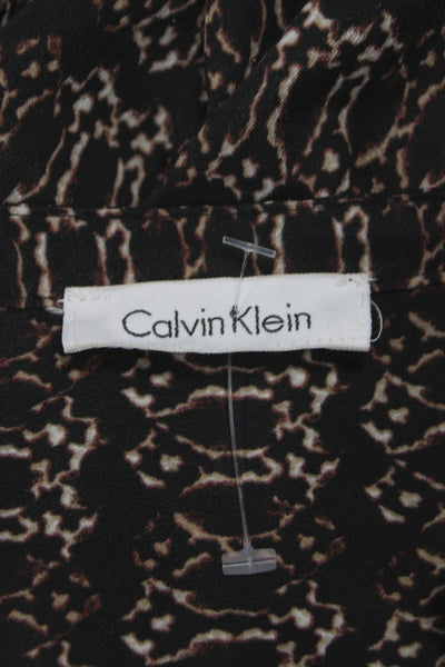 Calvin Klein Women Tunic V-Neck Button Geometric Black 3/4 Sleeve Size S
