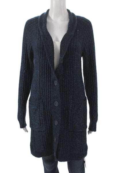 Cabi Women Cardigan Blue Collared Long Sleeve Cotton Size XS