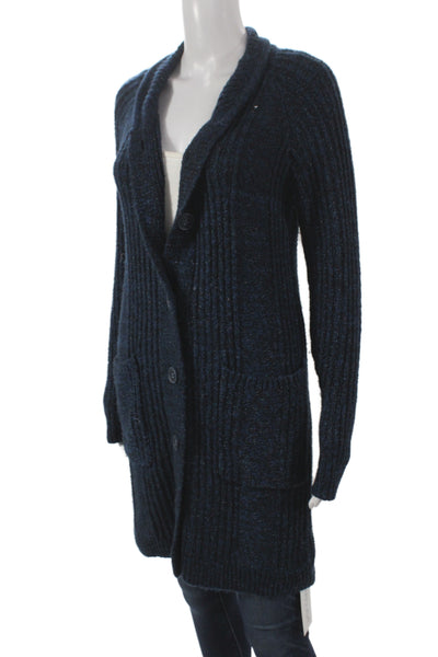 Cabi Women Cardigan Blue Collared Long Sleeve Cotton Size XS