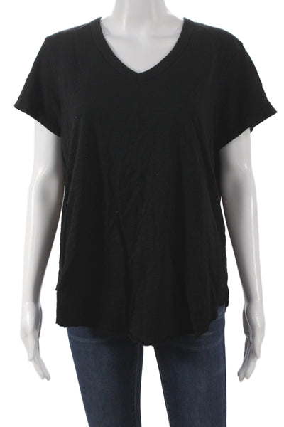 Wilt Women Basic V-Neck Black Cotton Short Sleeve T-Shirt Size L