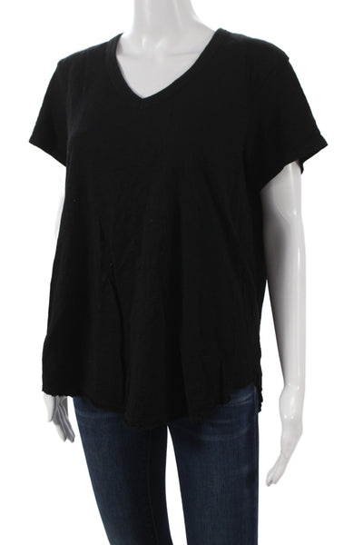 Wilt Women Basic V-Neck Black Cotton Short Sleeve T-Shirt Size L