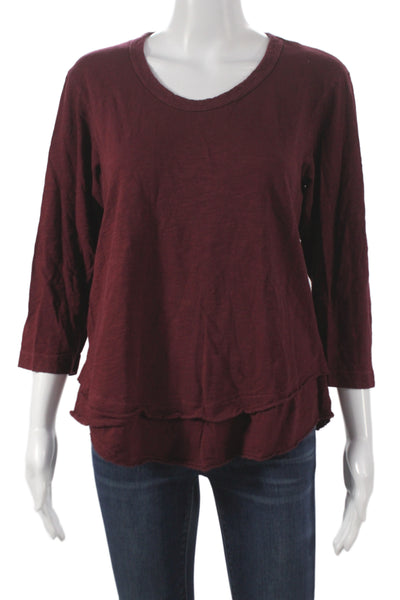 Wilt Womens Basic Red Scoop Neck 3/4 Sleeve 100% Cotton T-Shirt Size M