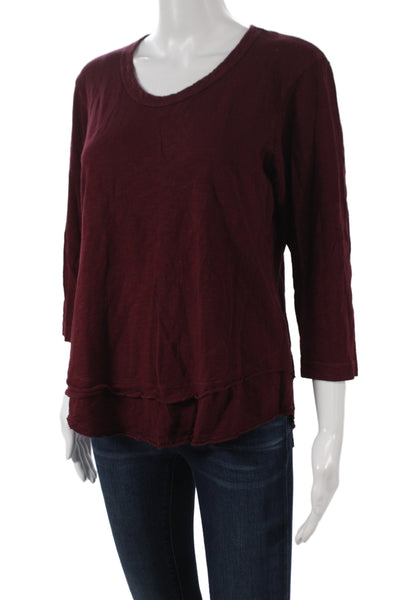 Wilt Womens Basic Red Scoop Neck 3/4 Sleeve 100% Cotton T-Shirt Size M